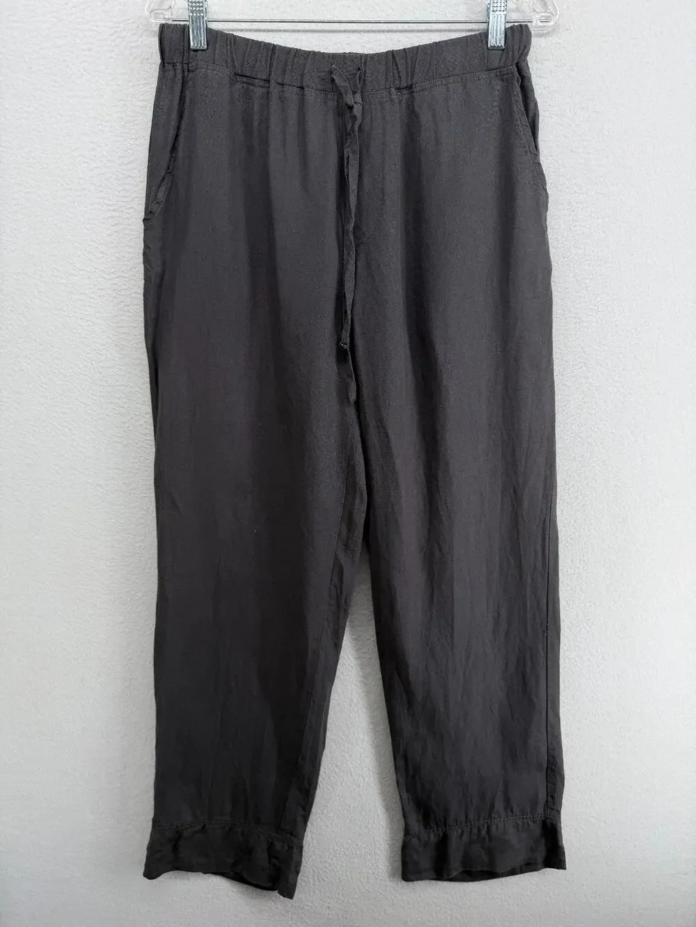 PARACHUTE Pants S Linen Woven Lounge Full Length Straight Drawstring Gray